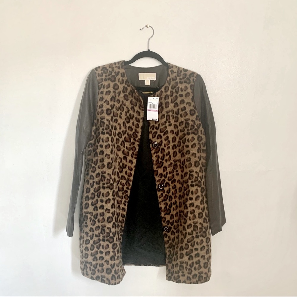Michael Kors animal print leopard leather jacket